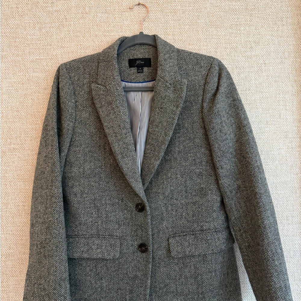 J. Crew Women's Wool Herringbone Blazer in Gray
